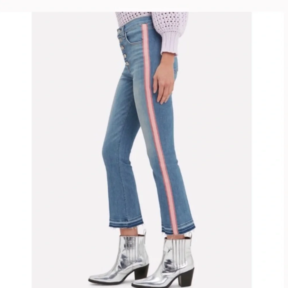 💙 Veronica Beard Carolyn 10” Baby Boot Pink Stripe Jeans - Picture 10 of 14